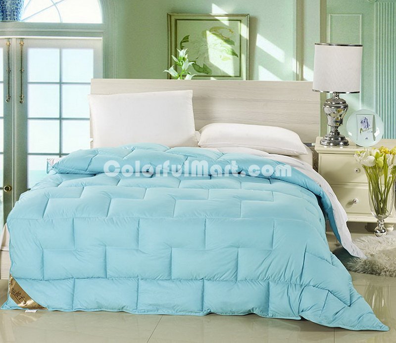 Double Sky Blue Down Comforter - Click Image to Close