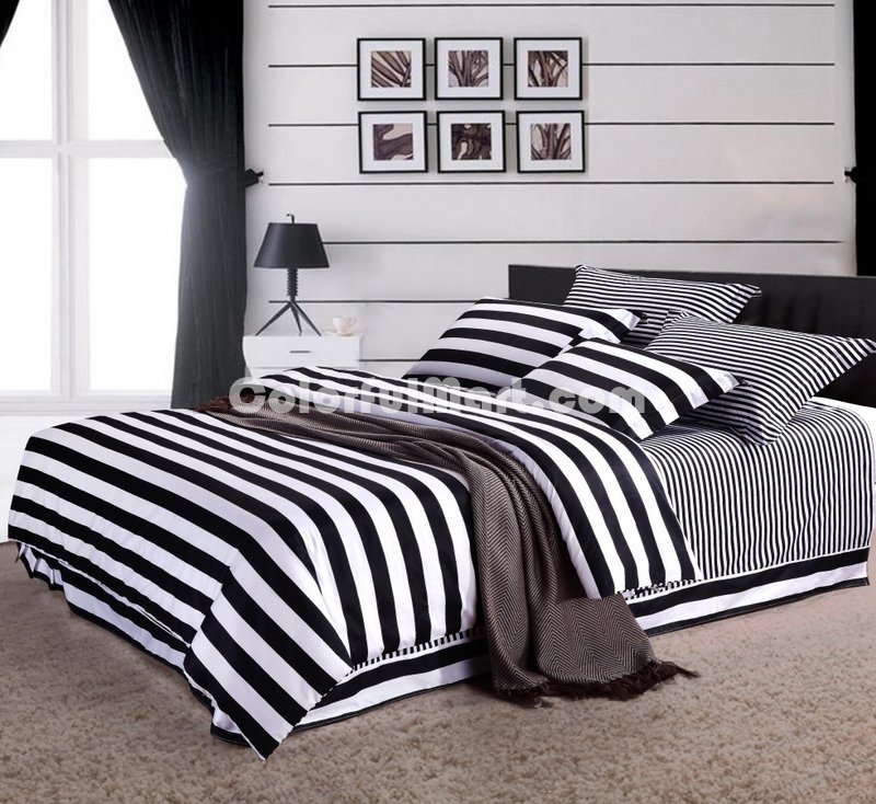 Fave Stripes Black And White Bedding Classic Bedding - Click Image to Close