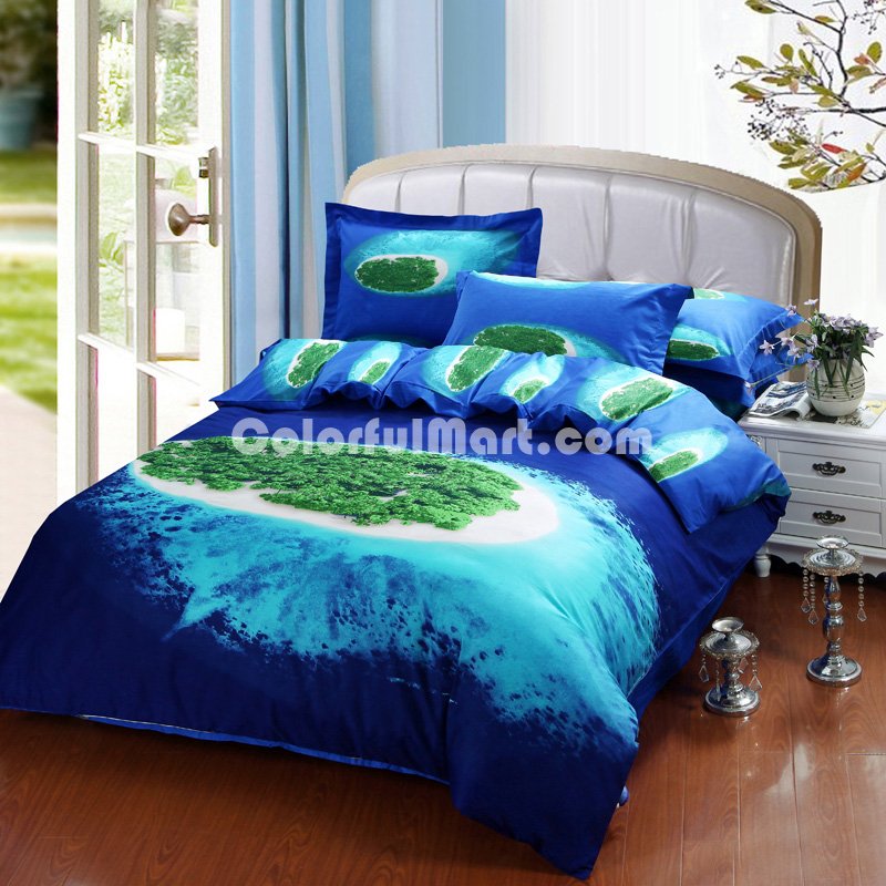 Island Blue Bedding Sets Duvet Cover Sets Teen Bedding Dorm Bedding 3D Bedding Landscape Bedding Gift Ideas - Click Image to Close