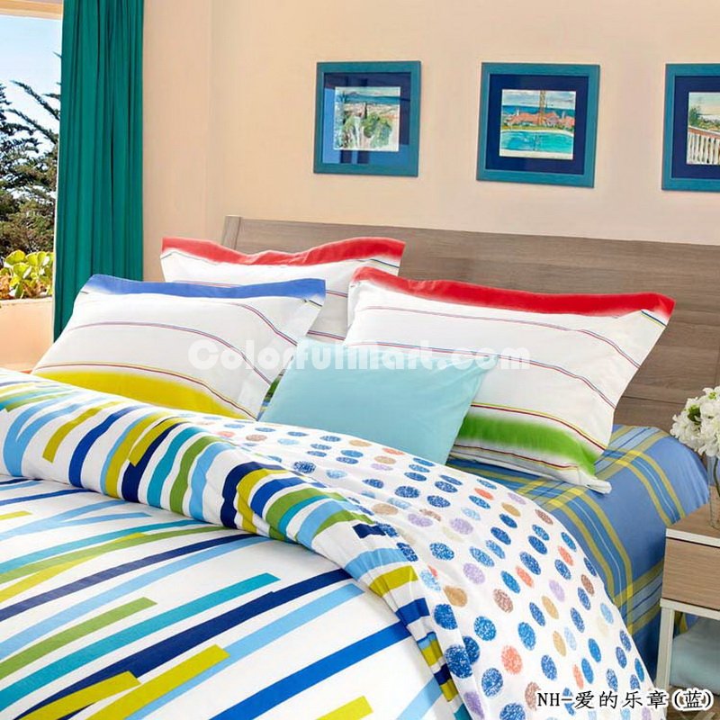 Vertical Stripes Blue Teen Bedding Modern Bedding - Click Image to Close