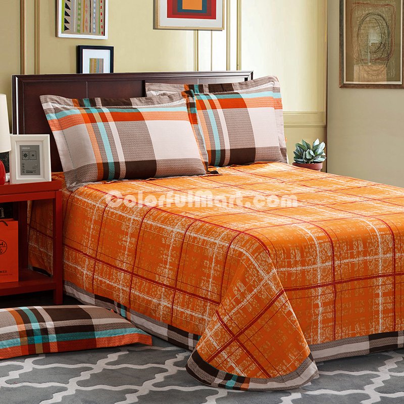 Sunny Day Orange Tartan Bedding Stripes And Plaids Bedding Teen Bedding - Click Image to Close