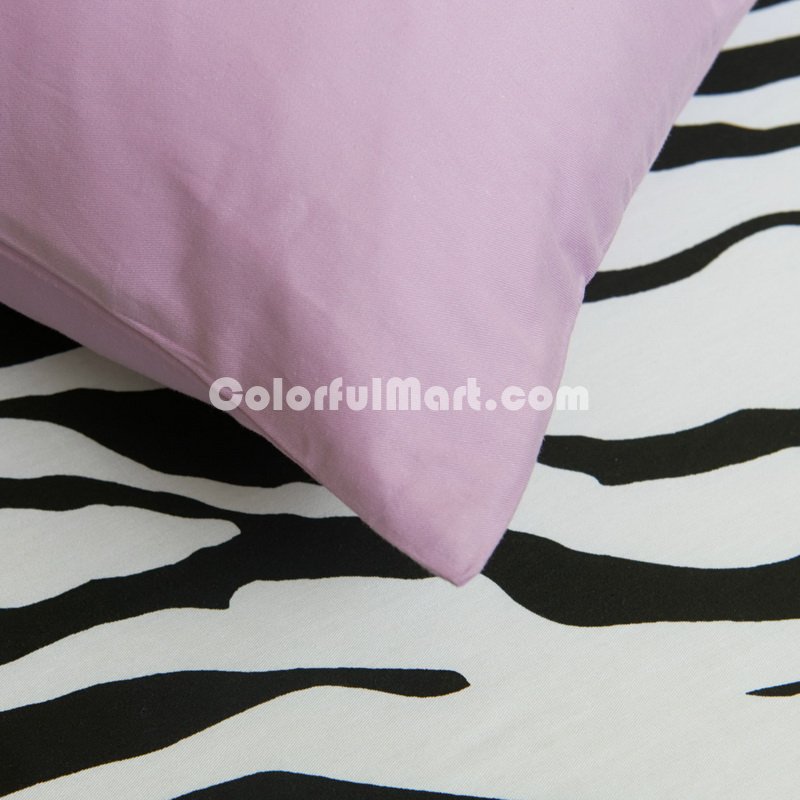 I Love Zebra Light Purple Zebra Print Bedding Animal Print Bedding Duvet Cover Set - Click Image to Close