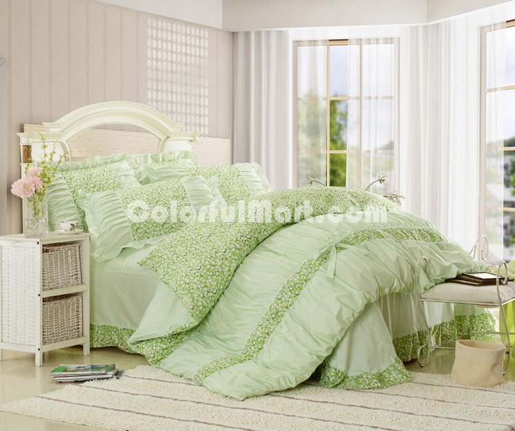 Flower Language Green Girls Bedding Sets - Click Image to Close