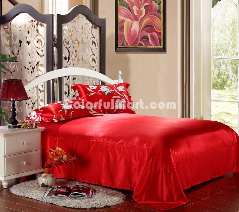 Lilium Casa Blanca Red Silk Duvet Cover Set Silk Bedding - Click Image to Close