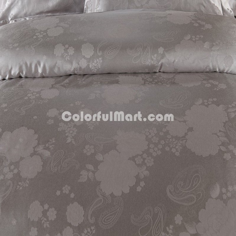 Fresh Fragrance Grey Jacquard Damask Luxury Bedding - Click Image to Close