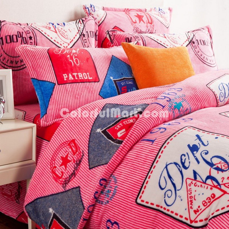 London Style Pink Style Bedding Flannel Bedding Girls Bedding - Click Image to Close