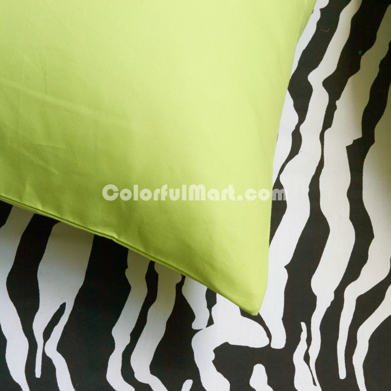 I Love Zebra Green Zebra Print Bedding Animal Print Bedding Duvet Cover Set - Click Image to Close