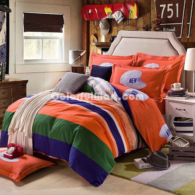 Love Story Orange Teen Bedding College Dorm Bedding Kids Bedding - Click Image to Close