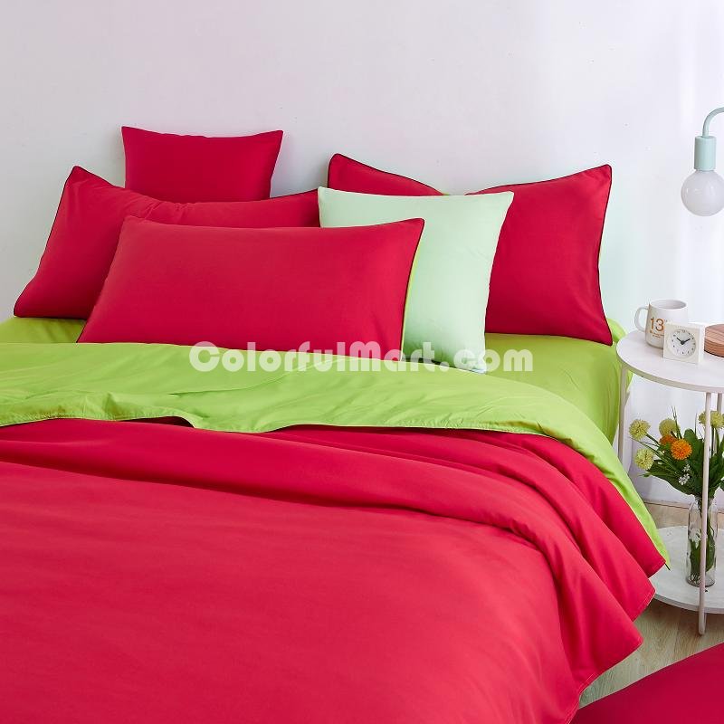 Green Red Bedding Set Duvet Cover Pillow Sham Flat Sheet Teen Kids Boys Girls Bedding - Click Image to Close