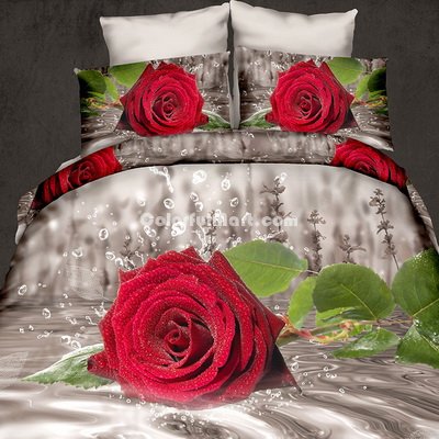 Rose On The Water Gray 3d Bedding Luxury Bedding