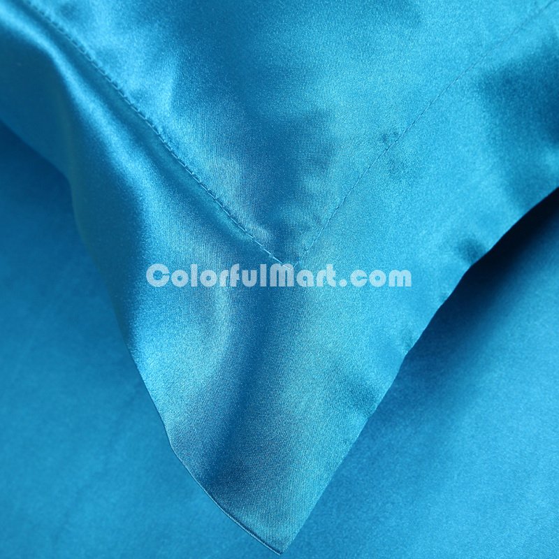 Lake Blue Silk Pillowcase, Include 2 Standard Pillowcases, Envelope Closure, Prevent Side Sleeping Wrinkles, Have Good Dreams - Click Image to Close
