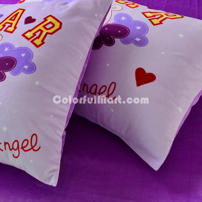Angel Bear Purple Duvet Cover Set Girls Bedding Kids Bedding - Click Image to Close