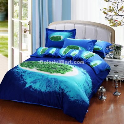 Island Blue Bedding Sets Duvet Cover Sets Teen Bedding Dorm Bedding 3D Bedding Landscape Bedding Gift Ideas