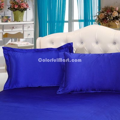 Royal Blue Silk Pillowcase, Include 2 Standard Pillowcases, Envelope Closure, Prevent Side Sleeping Wrinkles, Have Good Dreams