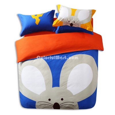 The Timid Mouse Blue Cartoon Animals Bedding Kids Bedding Teen Bedding