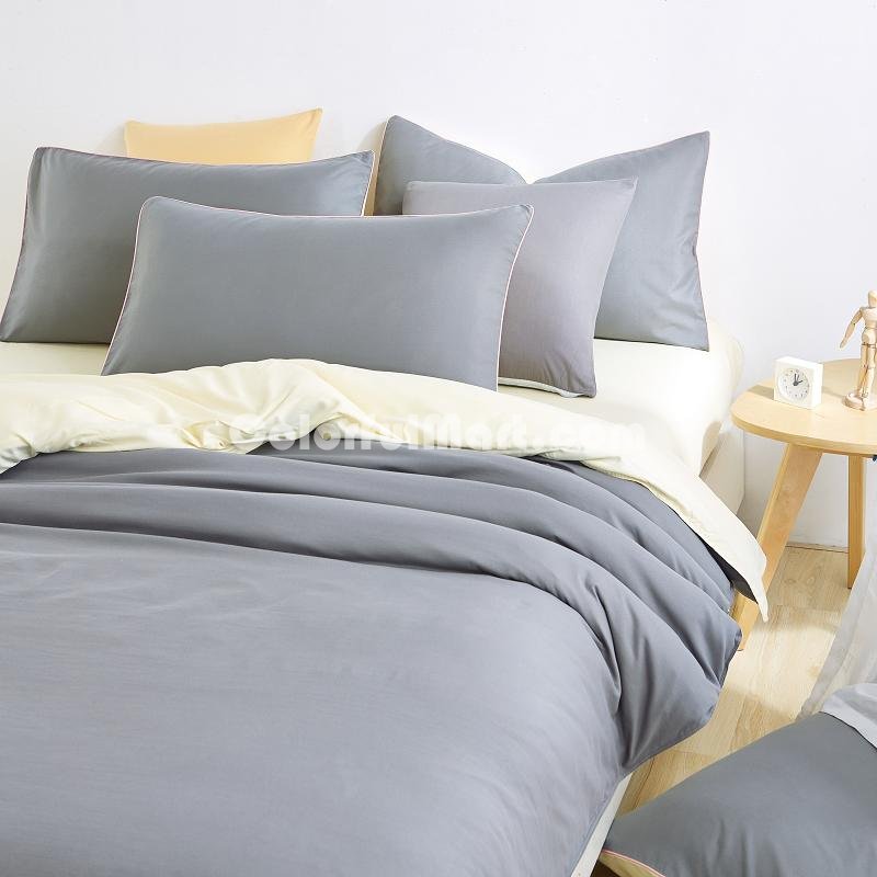 Beige Grey Bedding Set Duvet Cover Pillow Sham Flat Sheet Teen Kids Boys Girls Bedding - Click Image to Close