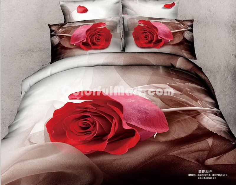 Autumn Scenery Red Bedding Rose Bedding Floral Bedding Flowers Bedding - Click Image to Close