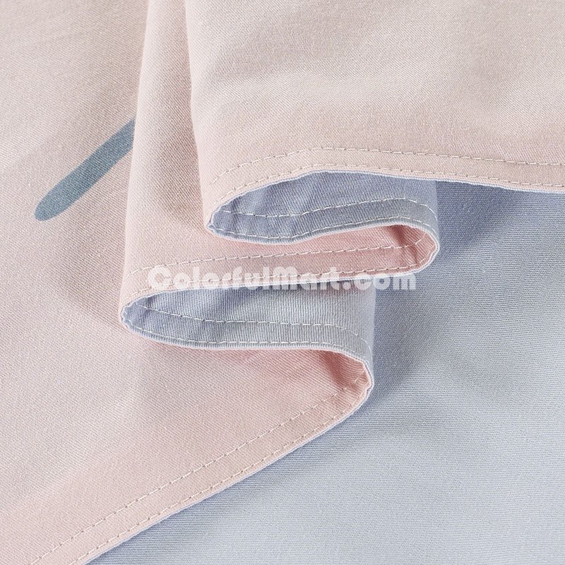 Dandelion Pink 100% Cotton 4 Pieces Bedding Set Duvet Cover Pillow Shams Fitted Sheet - Click Image to Close