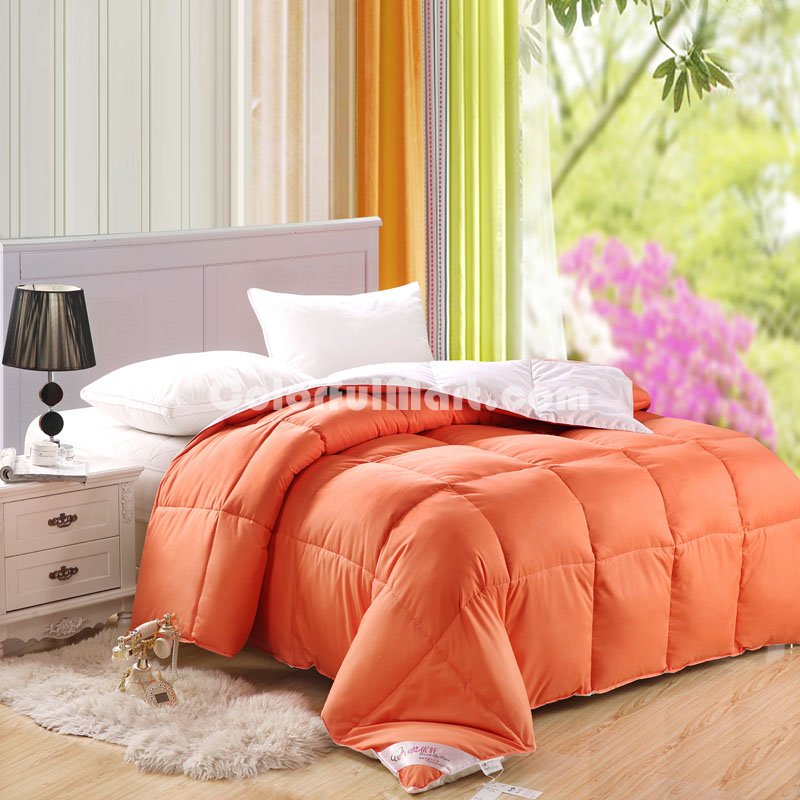 Orange And White Duck Down Comforter - Click Image to Close