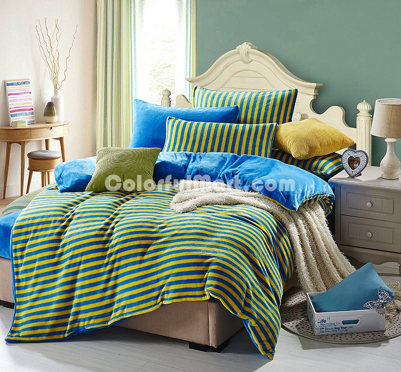 Sunny Holiday Yellow Bedding Set Winter Bedding Flannel Bedding Teen Bedding Kids Bedding - Click Image to Close
