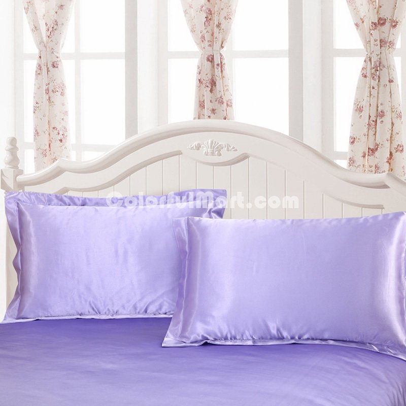 Blue Purple Silk Pillowcase, Include 2 Standard Pillowcases, Envelope Closure, Prevent Side Sleeping Wrinkles, Have Good Dreams - Click Image to Close