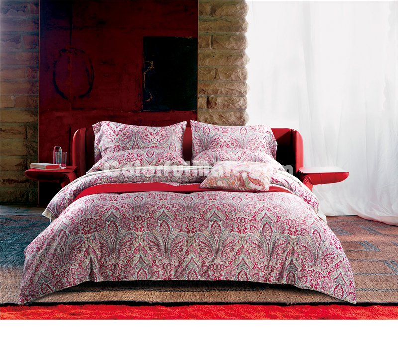 Mandy Red Bedding Set Luxury Bedding Collection Pima Cotton Bedding American Egyptian Cotton Bedding - Click Image to Close