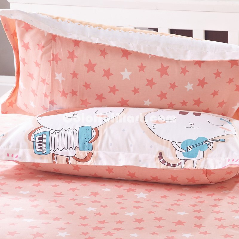 Cat Band Orange Bedding Set Kids Bedding Teen Bedding Duvet Cover Set Gift Idea - Click Image to Close