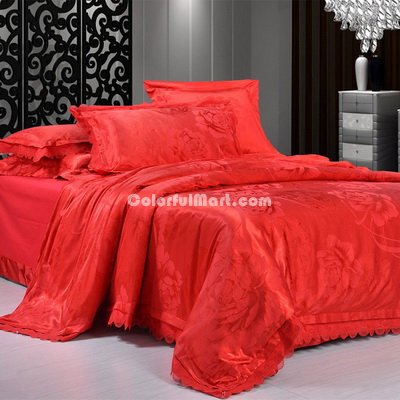 Waltz Red Damask Duvet Cover Bedding Sets