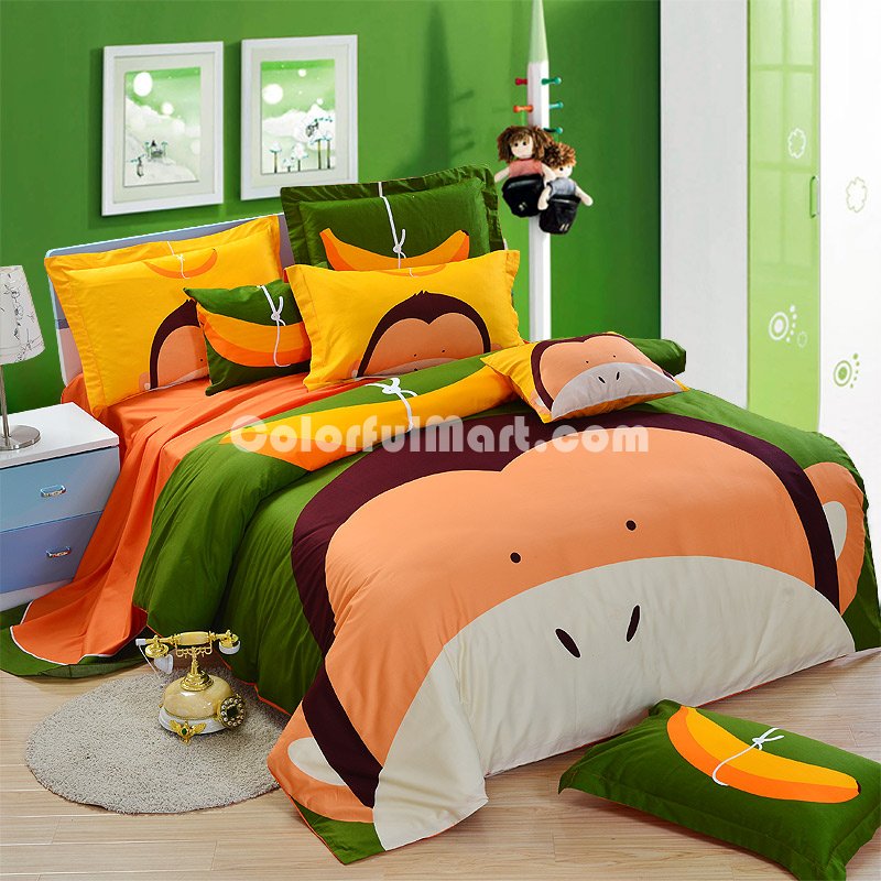 Orangutan Green Bedding Set Kids Bedding Duvet Cover Set Gift Idea - Click Image to Close