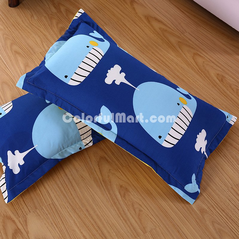 Whales Blue Bedding Set Duvet Cover Pillow Sham Flat Sheet Teen Kids Boys Girls Bedding - Click Image to Close