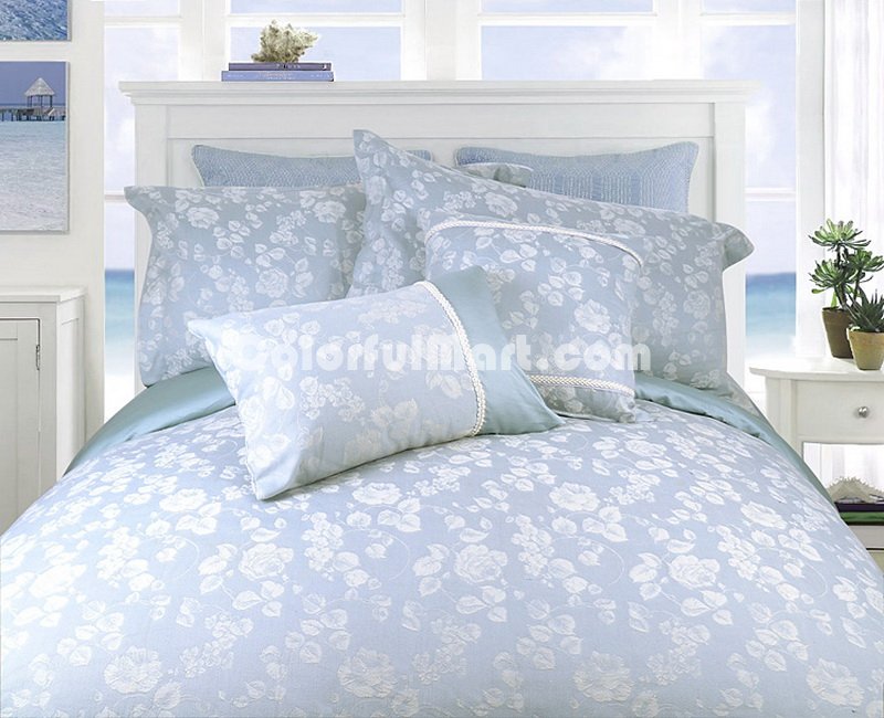 Isabel Sky Blue Duvet Cover Set Luxury Bedding - Click Image to Close