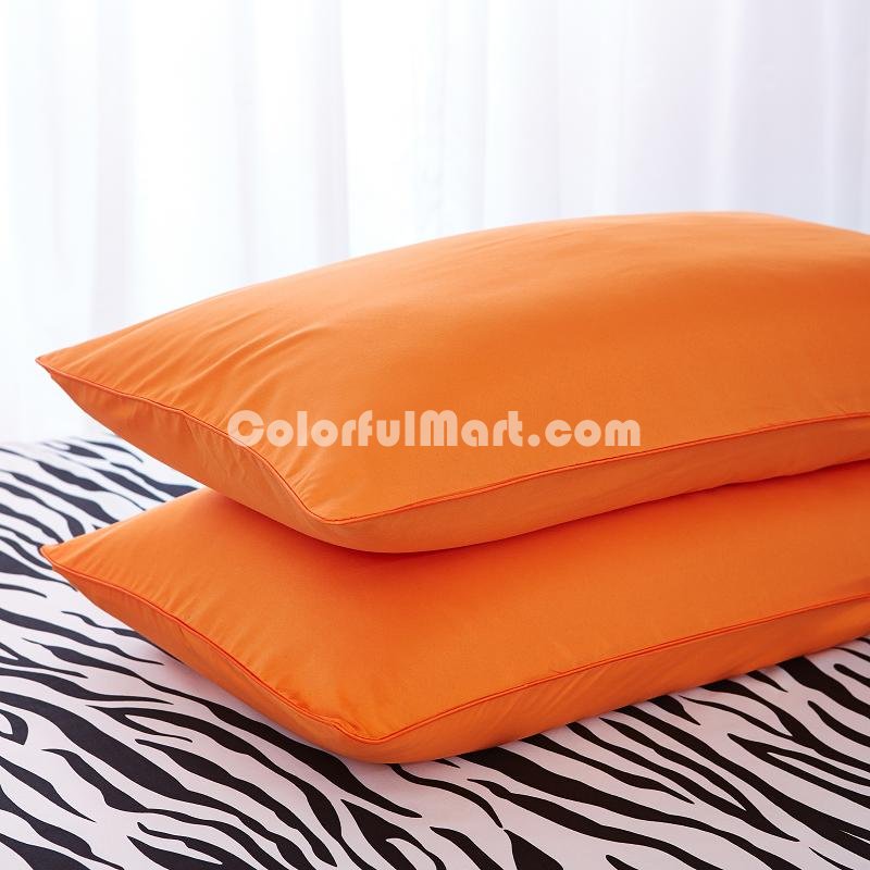 Zebra Print Orange Bedding Set Duvet Cover Pillow Sham Flat Sheet Teen Kids Boys Girls Bedding - Click Image to Close