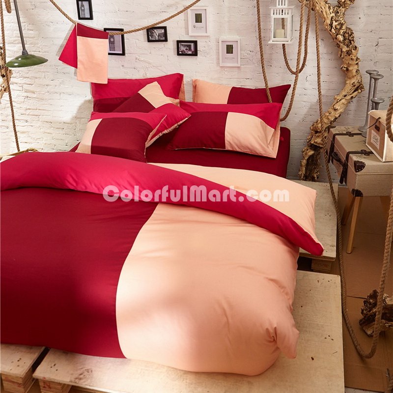 Red Wine Red Bedding Set Teen Bedding College Dorm Bedding Duvet Cover Set Gift - Click Image to Close
