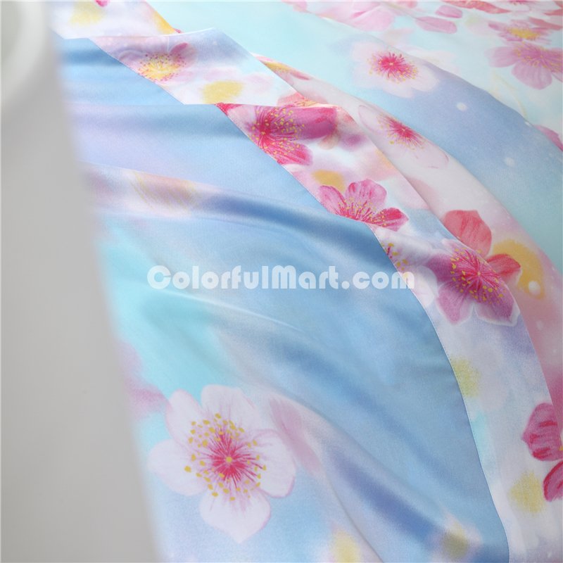 Listen To Flower Blue Bedding Set Girls Bedding Floral Bedding Duvet Cover Pillow Sham Flat Sheet Gift Idea - Click Image to Close