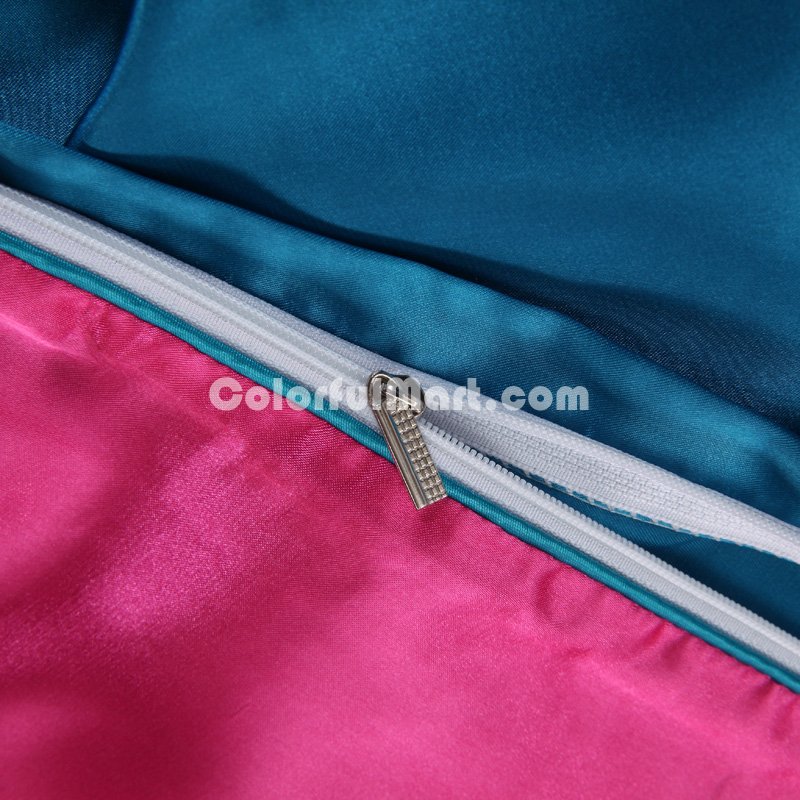 Lake Blue And Rose Silk Bedding Set Duvet Cover Silk Pillowcase Silk Sheet Luxury Bedding - Click Image to Close