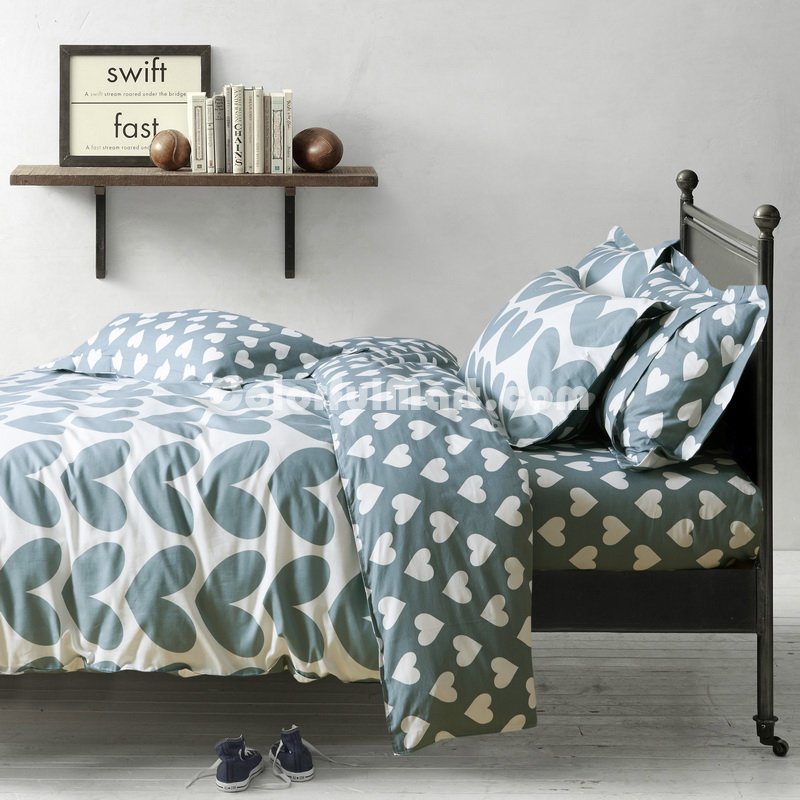 Heart Gray Bedding Kids Bedding Teen Bedding Dorm Bedding Gift Idea - Click Image to Close