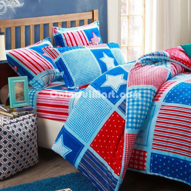 Eve Blue Style Bedding Flannel Bedding Girls Bedding - Click Image to Close
