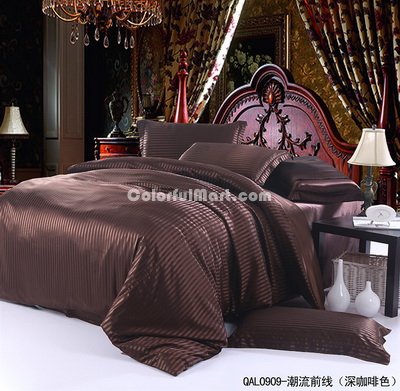 Beautiful Stripes Dark Brown Silk Bedding Modern Bedding