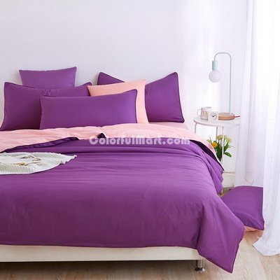 Coral Purple Bedding Set Duvet Cover Pillow Sham Flat Sheet Teen Kids Boys Girls Bedding