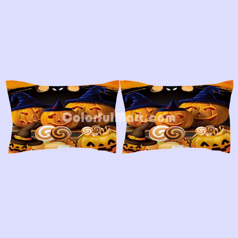 Halloween Pumpkin Lantern Yellow Bedding Duvet Cover Set Duvet Cover Pillow Sham Kids Bedding Gift Idea - Click Image to Close