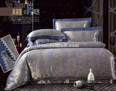 Audrey Blue Grey Luxury Bedding Wedding Bedding