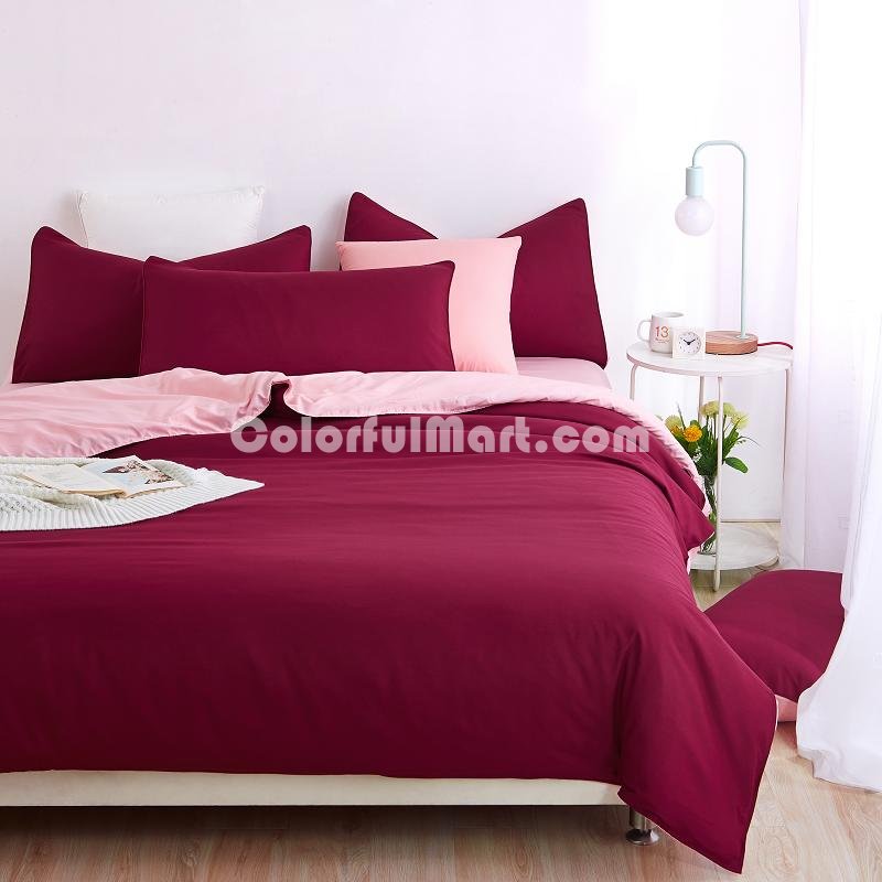 Coral Wine Bedding Set Duvet Cover Pillow Sham Flat Sheet Teen Kids Boys Girls Bedding - Click Image to Close