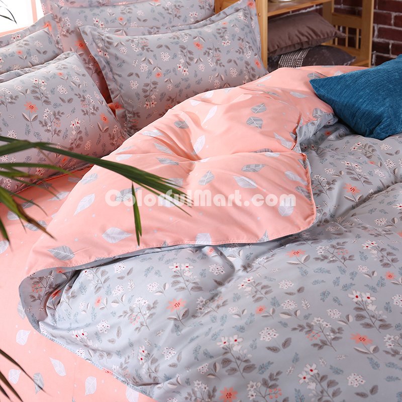 Wild Flowers Grey Bedding Set Duvet Cover Pillow Sham Flat Sheet Teen Kids Boys Girls Bedding - Click Image to Close