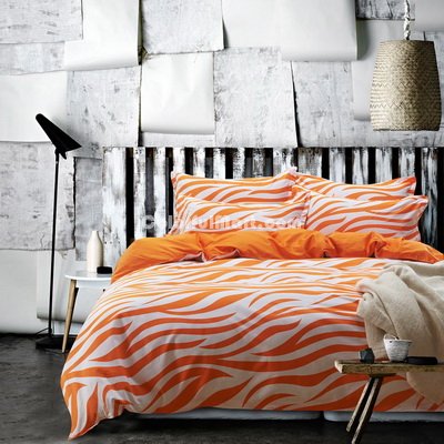 Zebra Print Orange Bedding Kids Bedding Teen Bedding Dorm Bedding Gift Idea