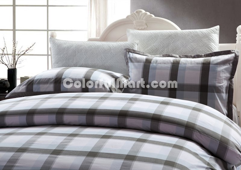 Simple Style Grey Tartan Bedding Stripes And Plaids Bedding Luxury Bedding - Click Image to Close