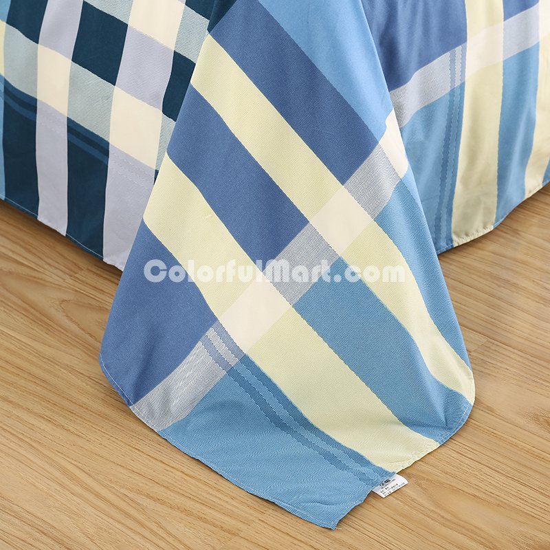 Tartan Blue Bedding Set Duvet Cover Pillow Sham Flat Sheet Teen Kids Boys Girls Bedding - Click Image to Close