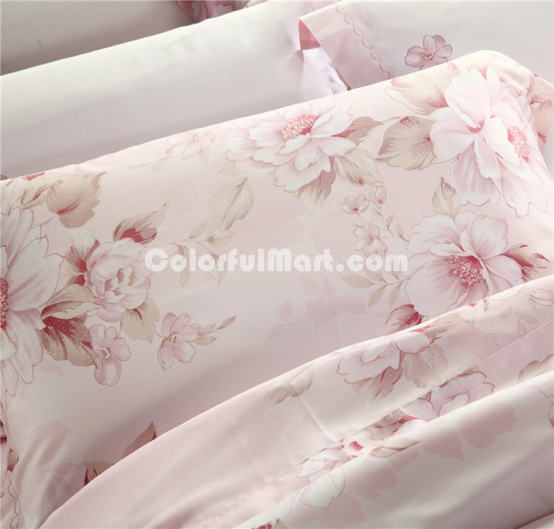 Secret Language Pink Bedding Set Girls Bedding Floral Bedding Duvet Cover Pillow Sham Flat Sheet Gift Idea - Click Image to Close