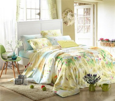 Nordic Style Yellow Bedding Set Girls Bedding Floral Bedding Duvet Cover Pillow Sham Flat Sheet Gift Idea