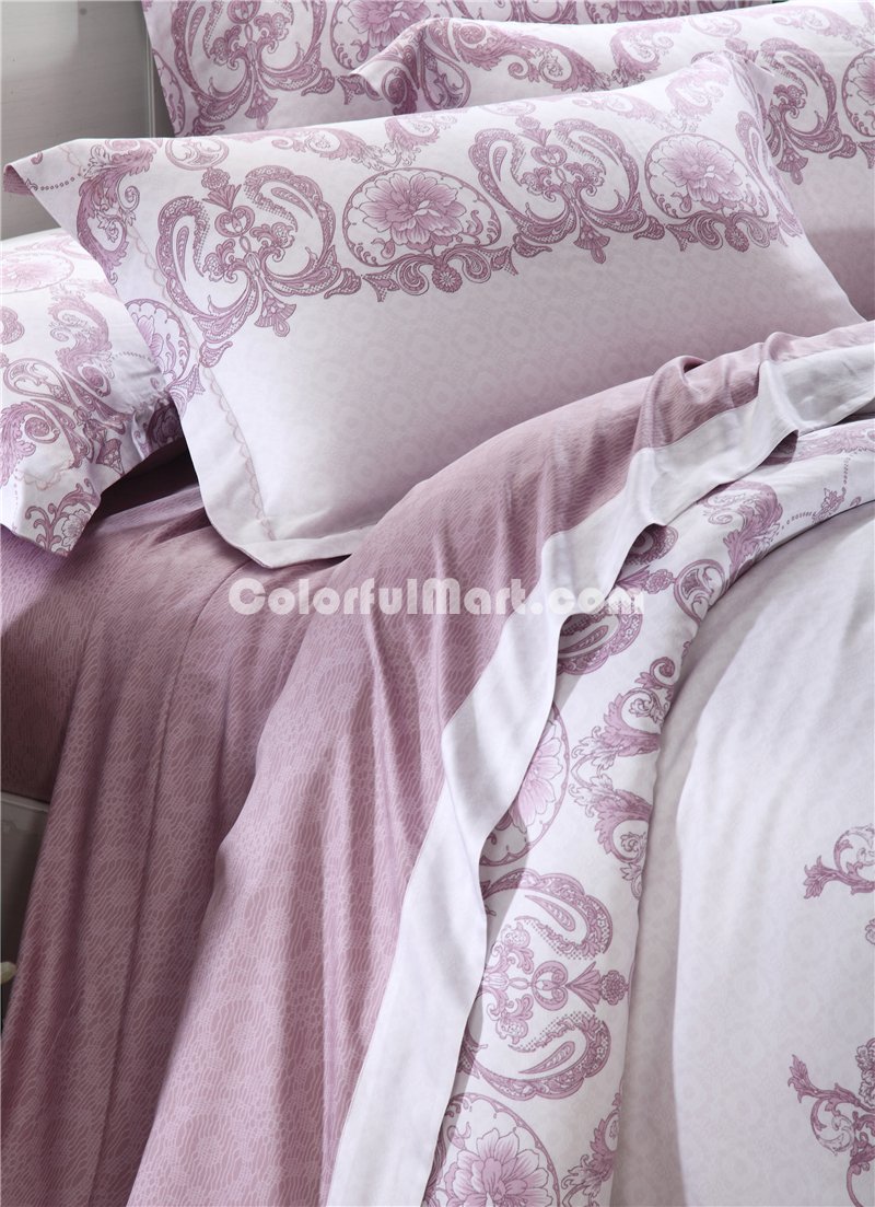 Louisa Purple Bedding Set Luxury Bedding Girls Bedding Duvet Cover Pillow Sham Flat Sheet Gift Idea - Click Image to Close