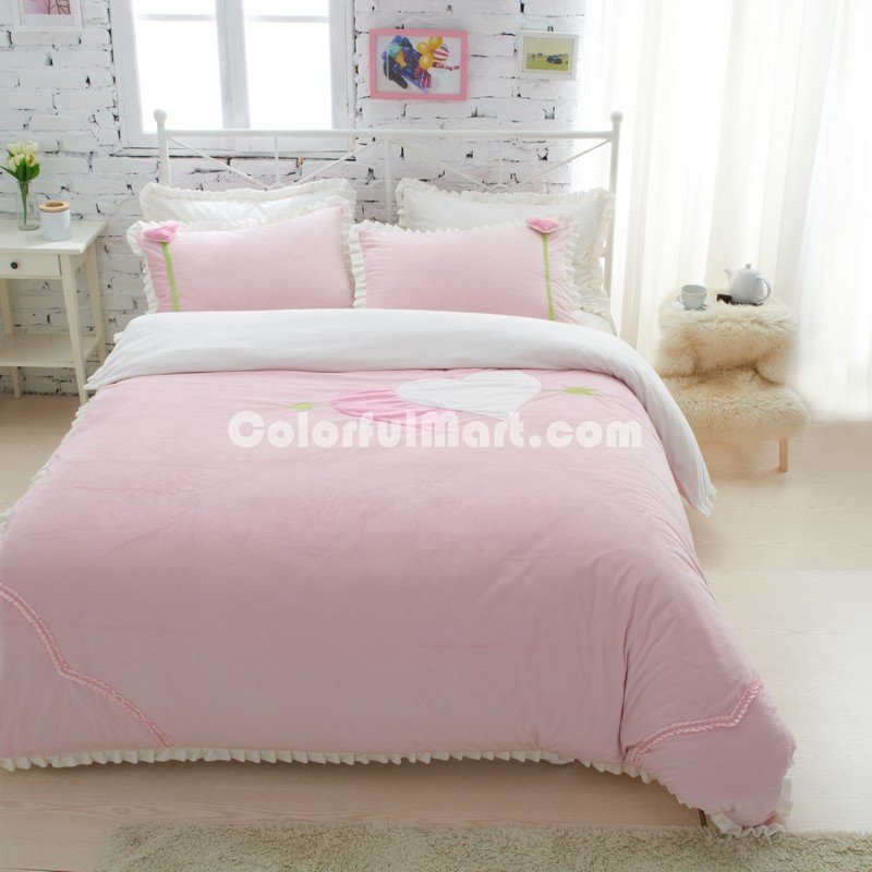 Sweet Heart Peach Velvet Bedding Girls Bedding Princess Bedding - Click Image to Close